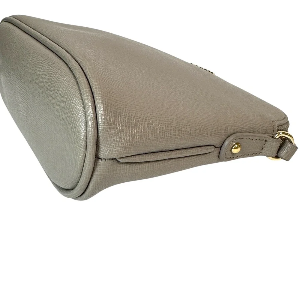 Furla Crossbody Bag Piper Saffiano Leather Chain Strap Gray OS Minimalist Chic